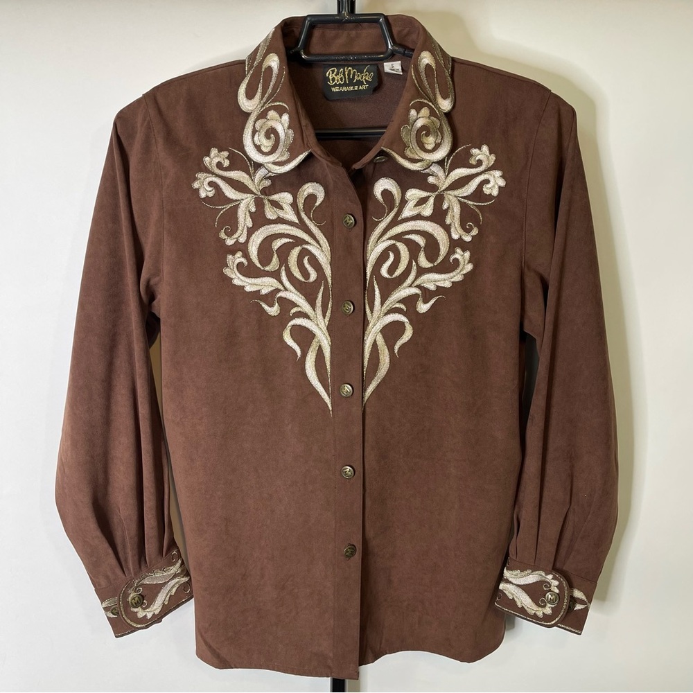 Bob Mackie Wearable Art Vintage Western Long Sleeve Shirt Size Small Women’s